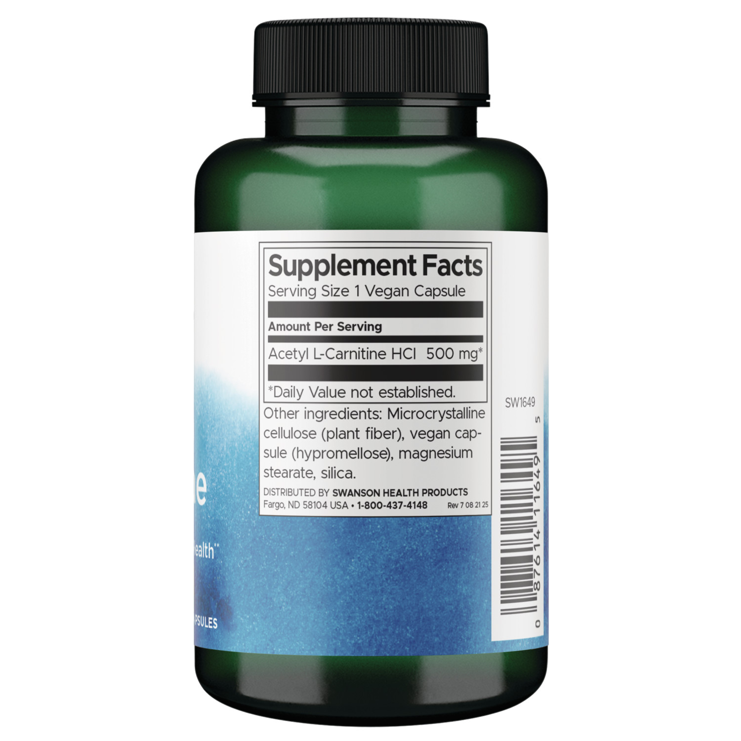 Swanson Acetyl L-Carnitine 500 mg 100 Veggie Capsules