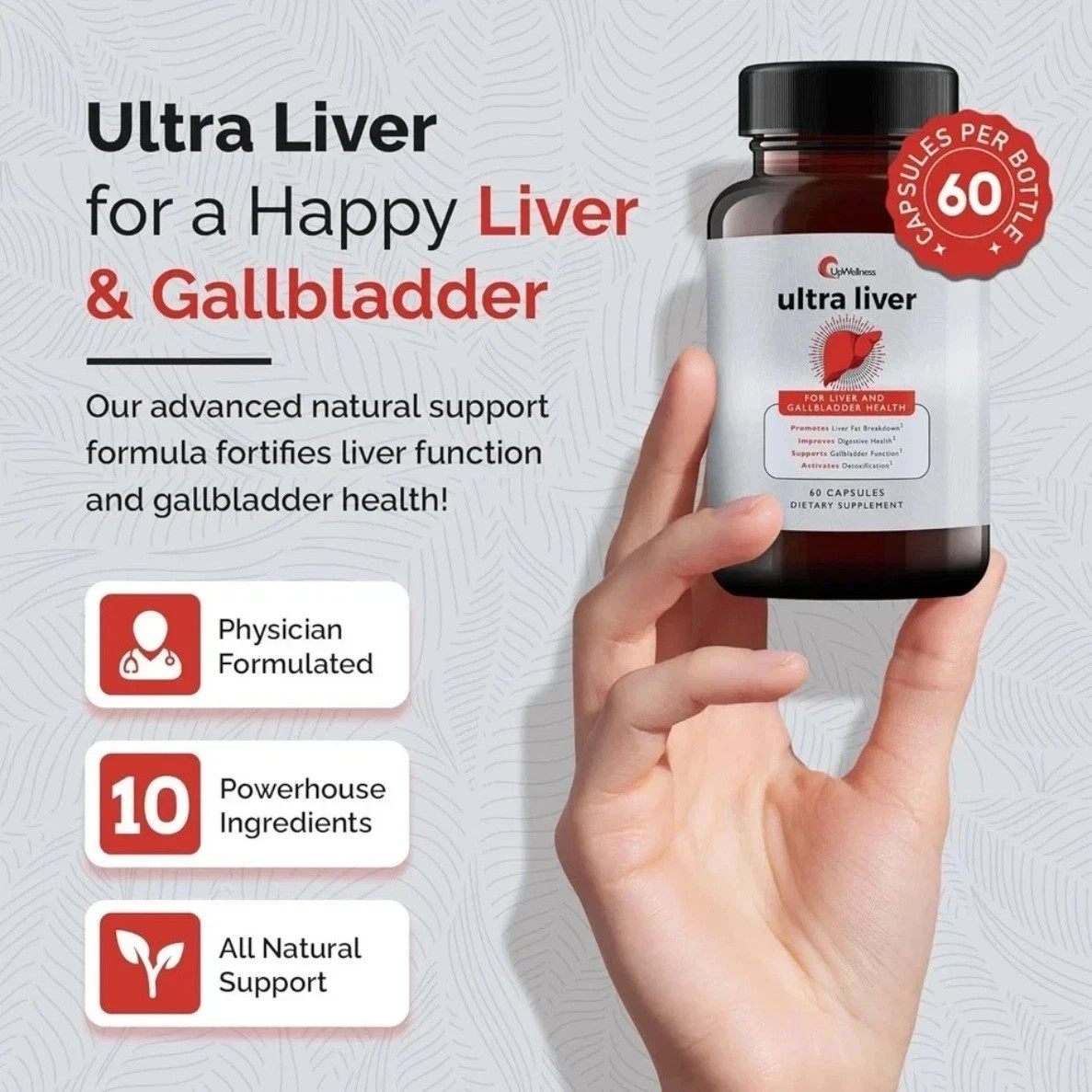 3pcs UpWellness Ultra Liver Supplement for Liver Health and Gallbladder Support