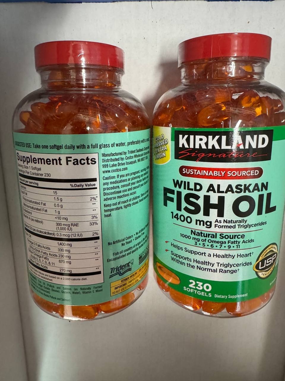 Kirkland Signature Wild Alaskan Fish Oil 1400 mg, 230 Softgels FREE SHIPPING