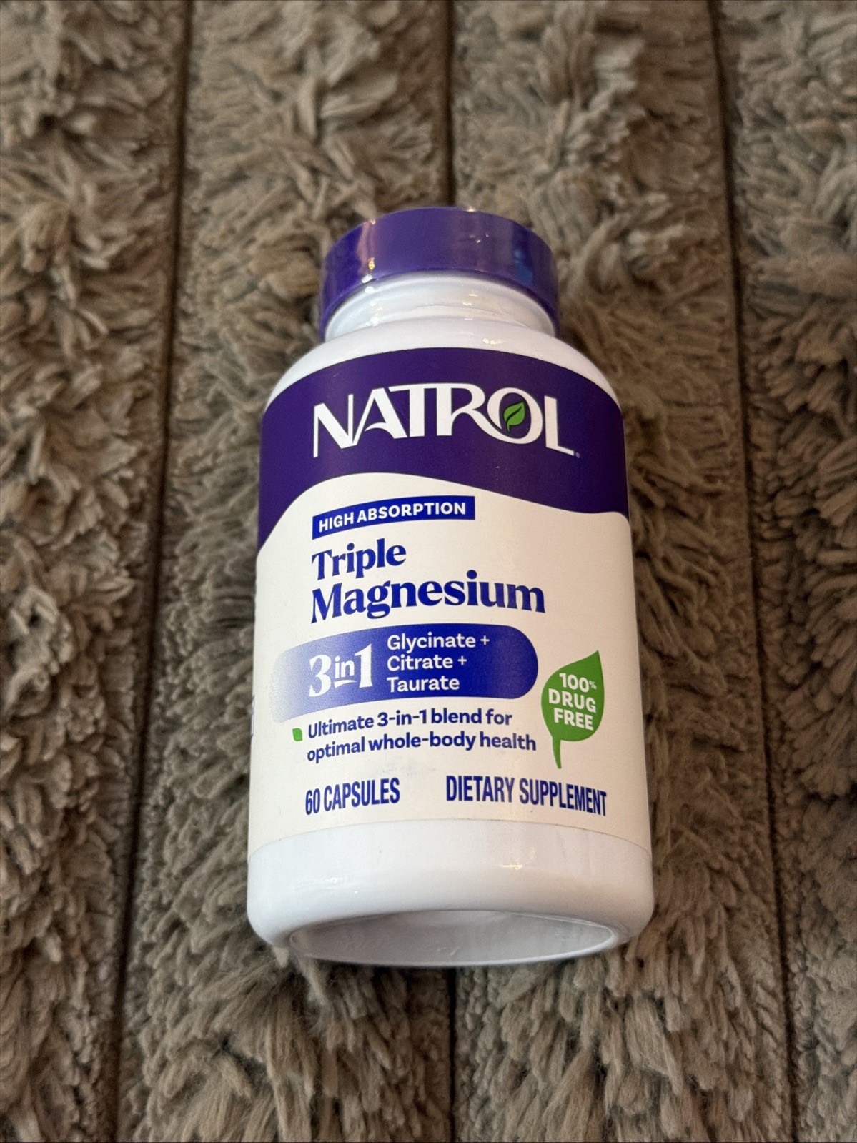 Triple Magnesium – 3 In 1 Glycinate, Citrate, Taurate – 60 Capsules – 02/2028