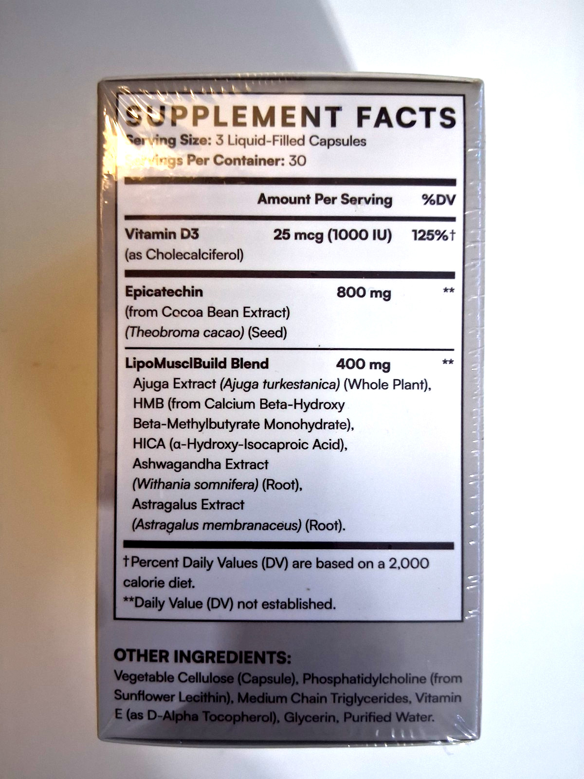 Liposomal Epicatechin 800mg 90 Liquid Capsules HMB HICA Ashwagandha Vitamin D3