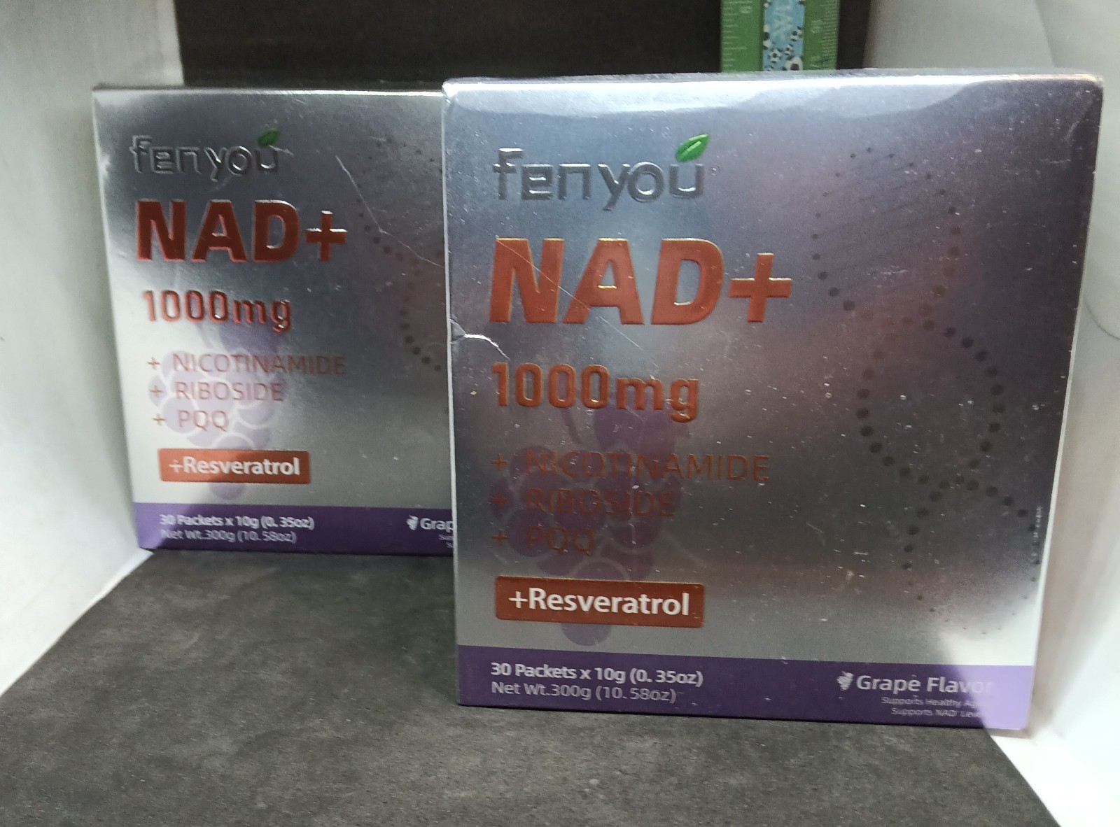Lot Of 2 NAD Supplement NAD+ 1000mg 30 Packets Skin Aging Support 6/27 Grape