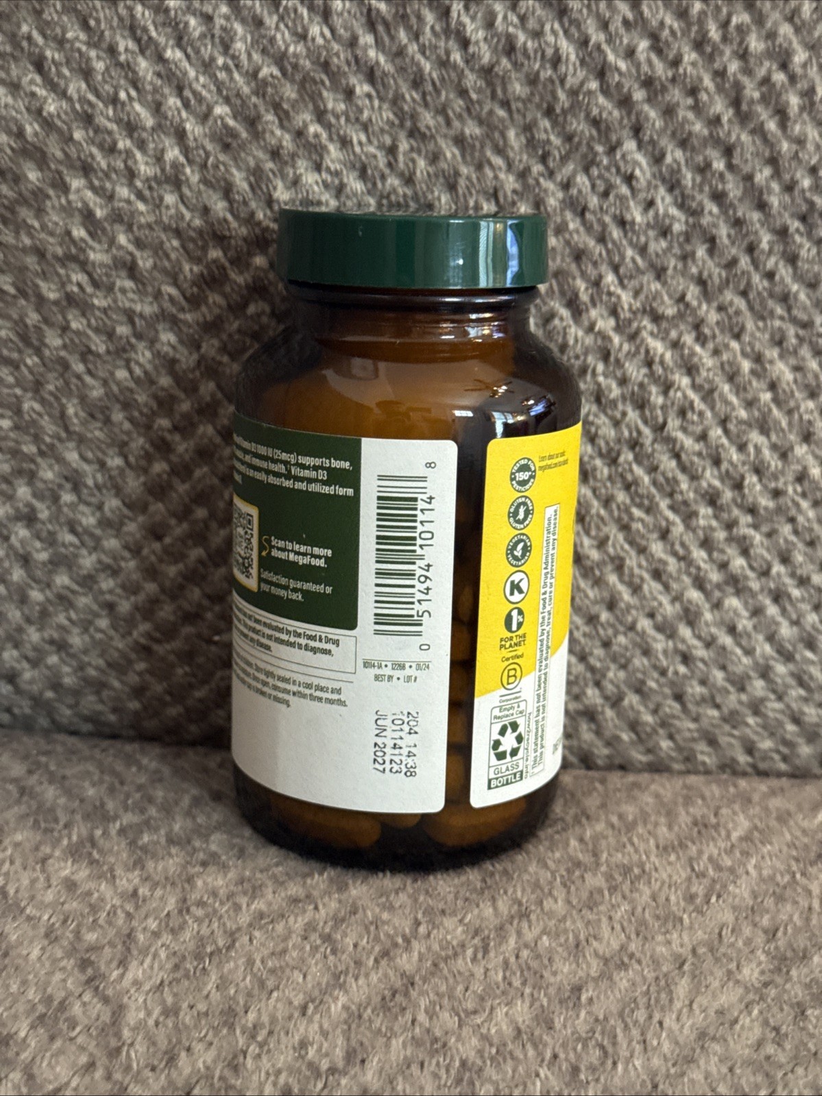 Vitamin D3 60 Tabs 1000 IU by MegaFood – 06/27 FRESH!