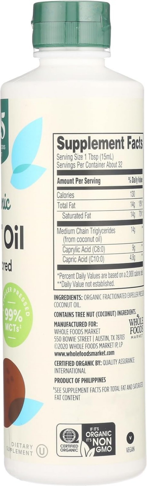 MCT Oil, Unflavored, 16 Fl Oz
