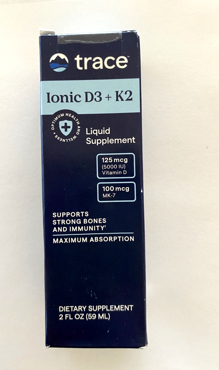 Trace Minerals Liquid Ionic D3 & K2 125 mcg 2 Fl Oz exp 06/2027 Sealed