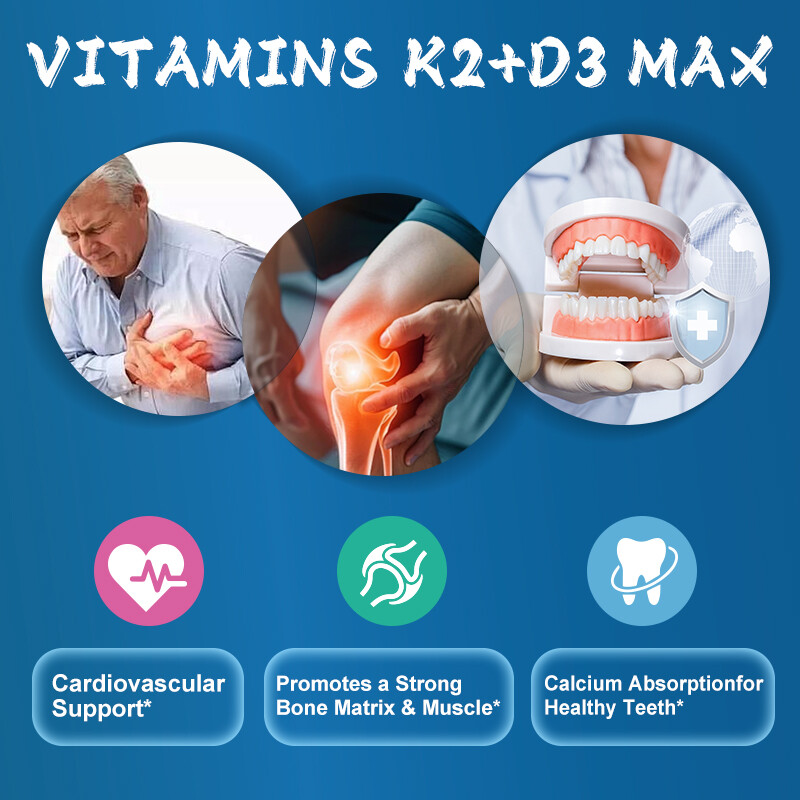 Vitamin K2 (MK7) with D3 5000 IU Supplement, BioPerine Capsules, Immune Health