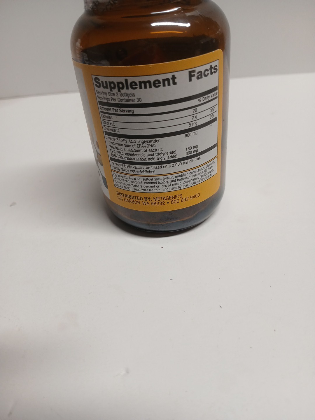 Metagenics OmegaGenics Algae 3 Supplement DHA 300mg EPA 60 Softgels #415