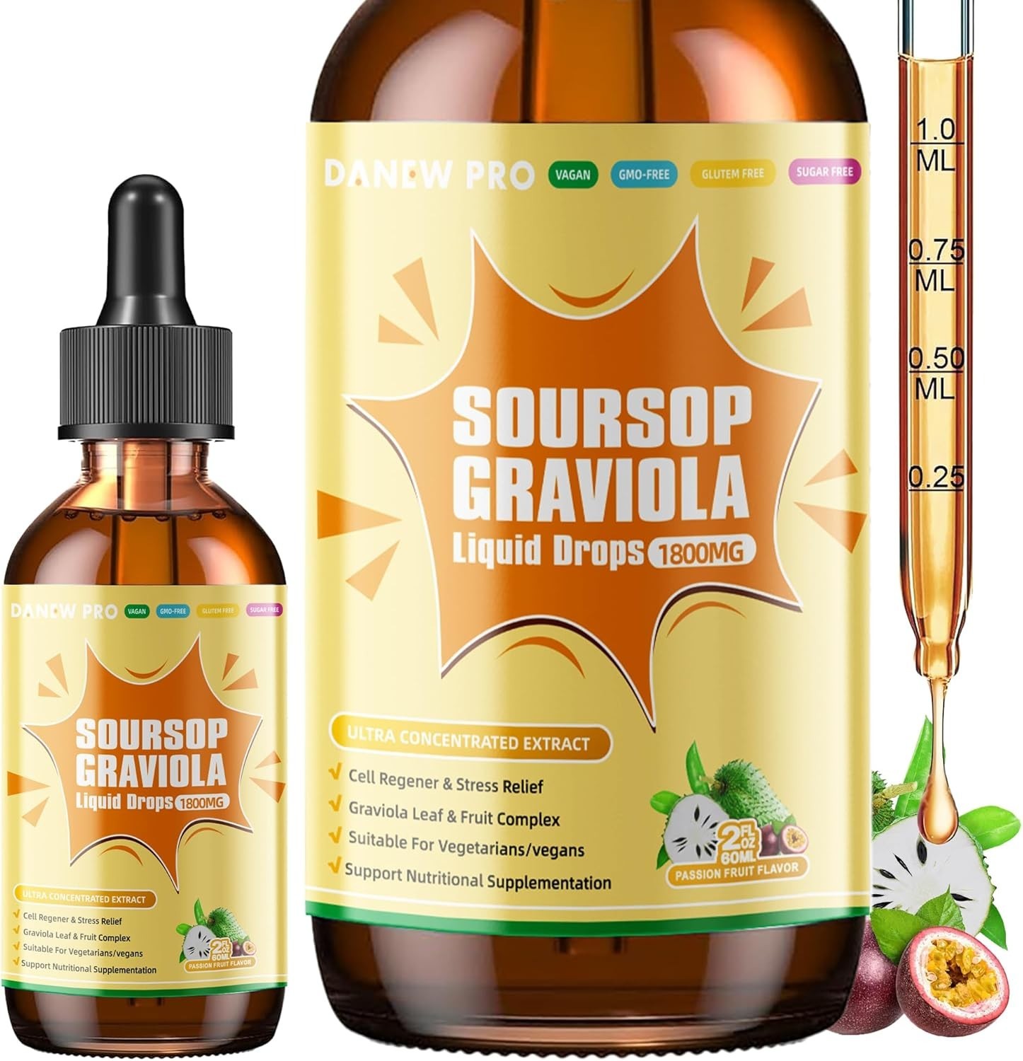 Soursop Graviola Leaf Extract Liquid Drop for Cell Support & Immune Health, 2 oz