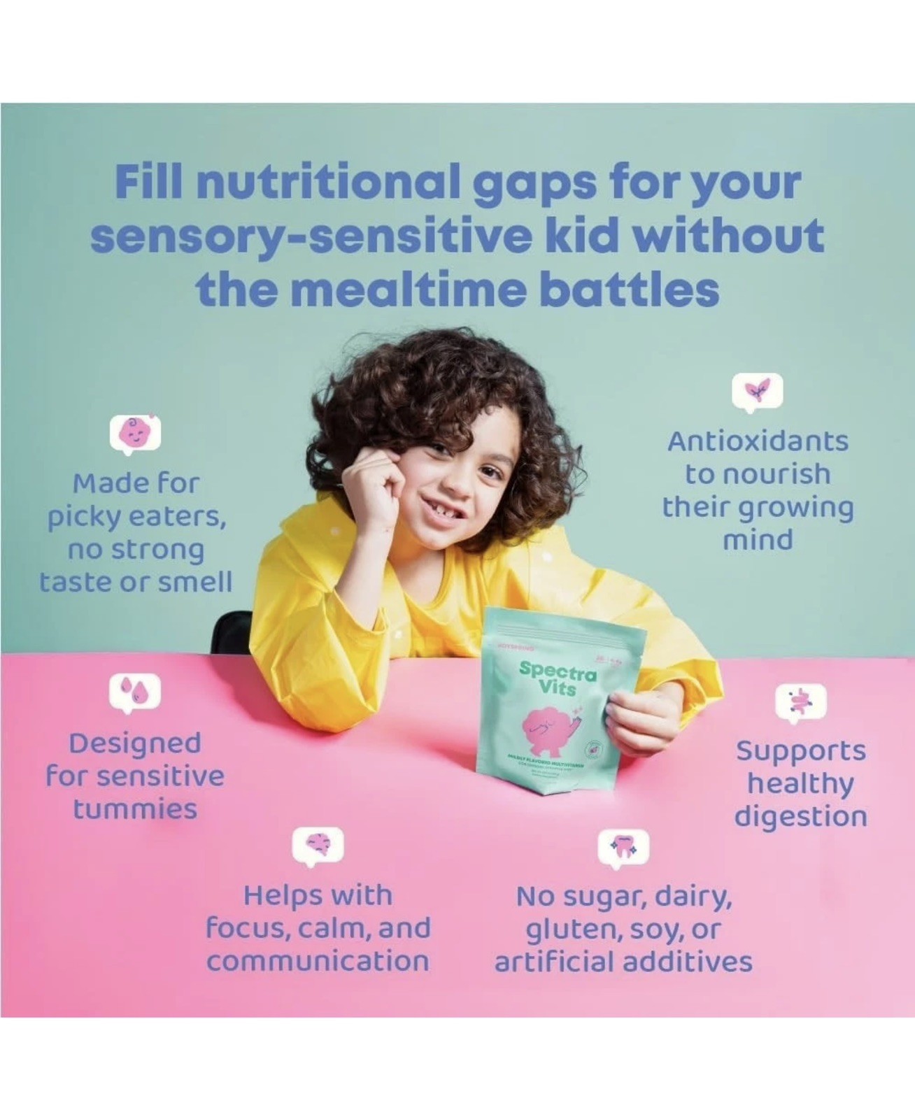 ( 2 PACK LOT )JoySpring Kids Multivitamin Powder Spectra Vits 23 Essential Kids