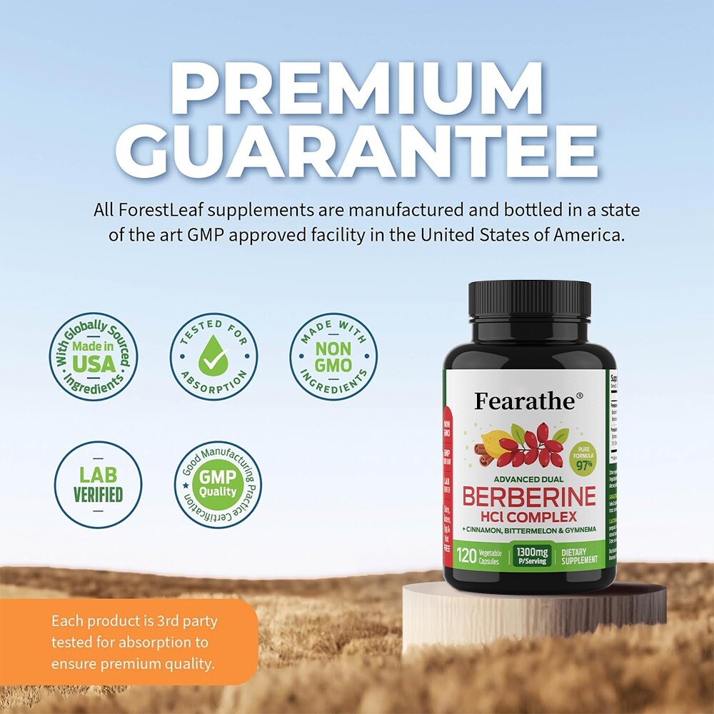 Advanced Dual Berberine HCl Berberine Supplement 1300mg 6/2026