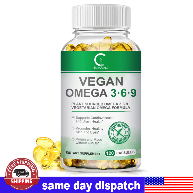 Omega 3-6-9 Vegan Capsules 1360mg High Strength Support Eye & Brain Health 120PC