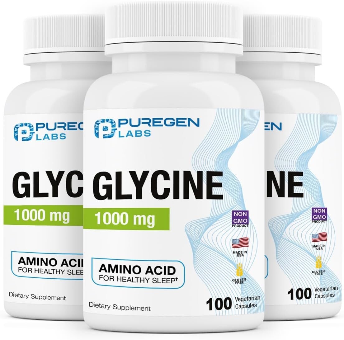 Puregen Labs Glycine | 1000 mg 100 Veg Capsules | 3Pk | Exp. 07/27