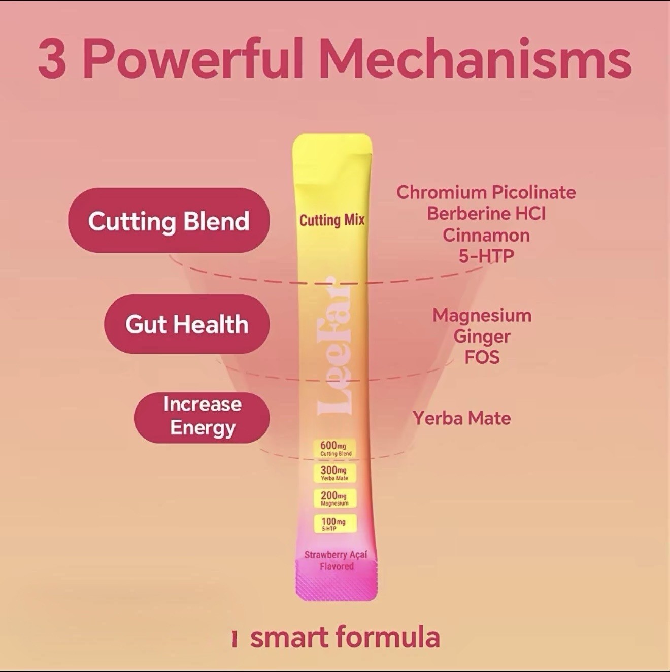 Leefar Cutting Drink Mix – Berberine，Chromium，5，Yerba Mate & Magnesium，HTP