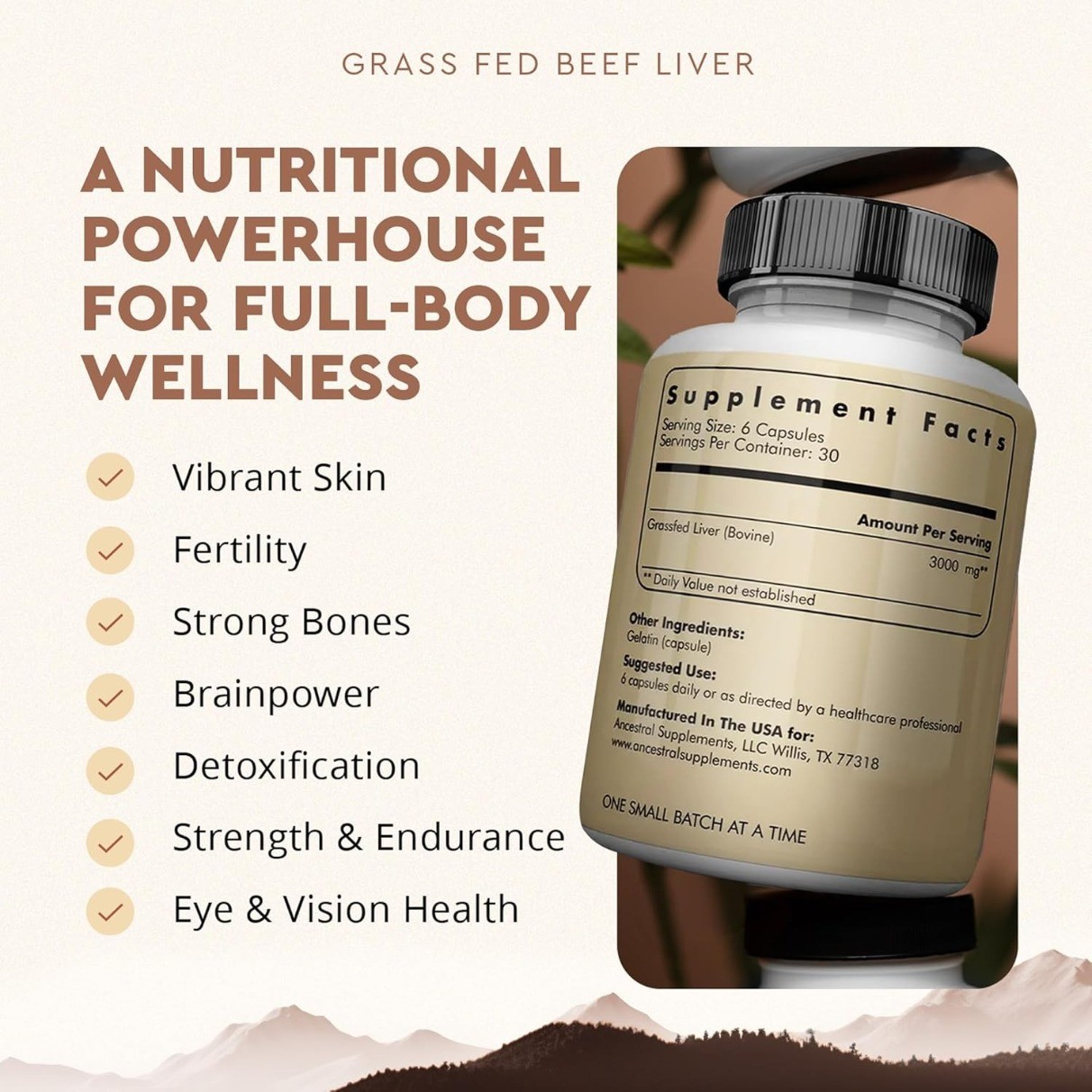Ancestral Supplements New Grass Fed Beef Liver 180 Capsules
