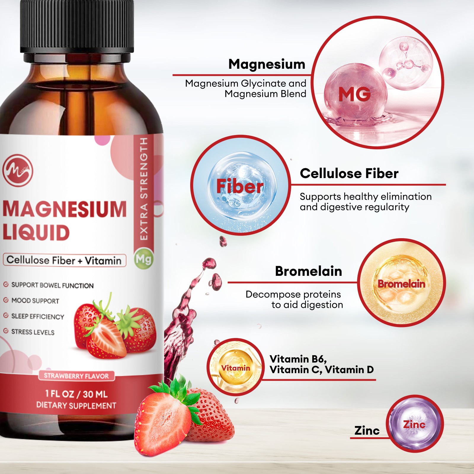 2PACK- Magnesium Glycinate Complex Liquid Drops Mood, Sleep & Stress Support
