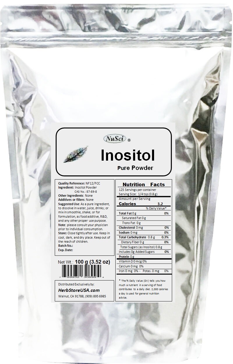 NuSci Pure Inositol Powder 100g (3.52oz) vitamin B Energy Endurance