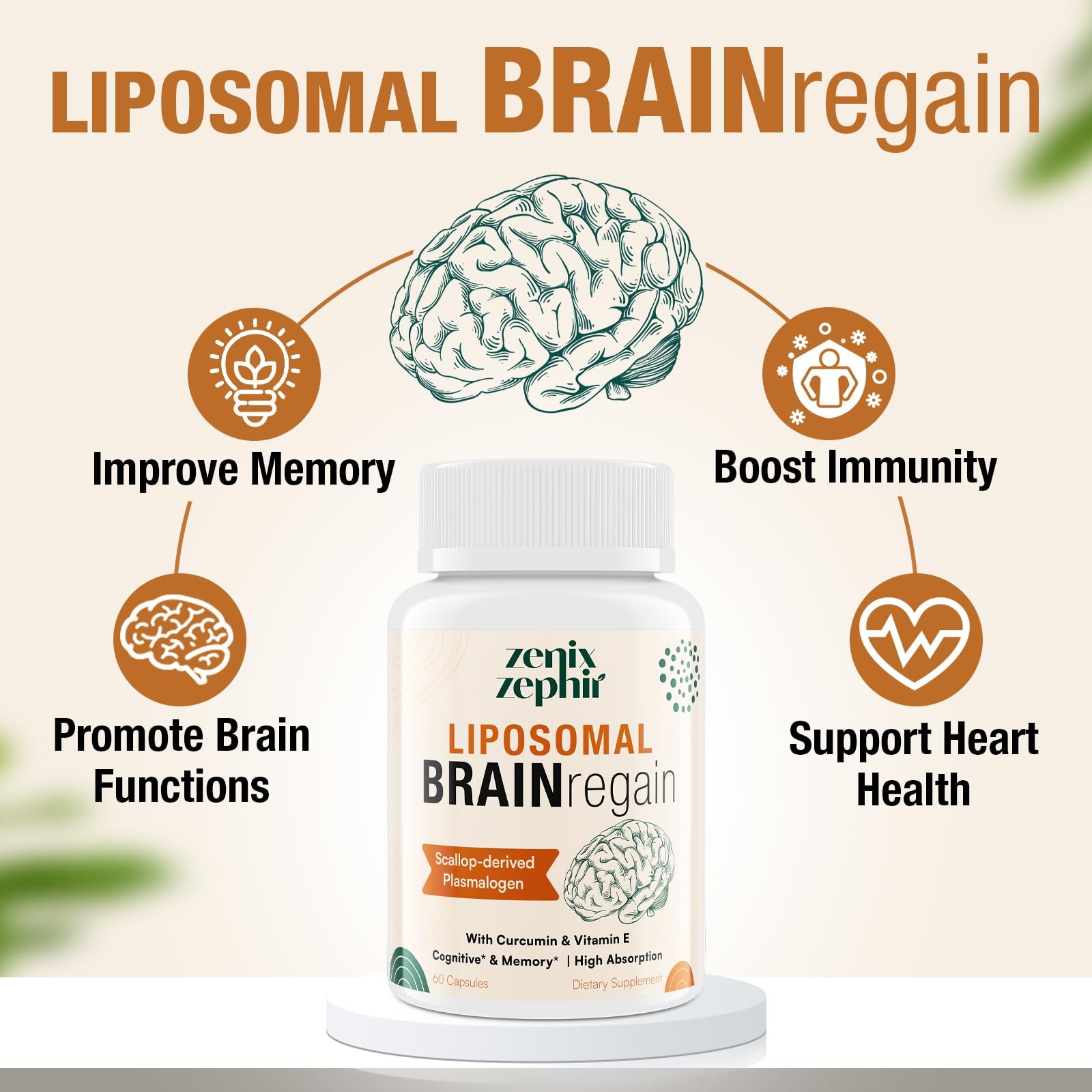 Liposomal Brain Supplements for Memory and Focus – Plasmalogen with Curcumin…