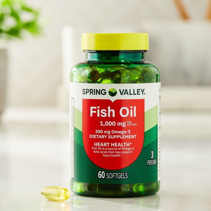 (4 Pack) Spring Valley Fish Oil Omega-3 Softgels, Heart Health, 1000mg, 60 Ct