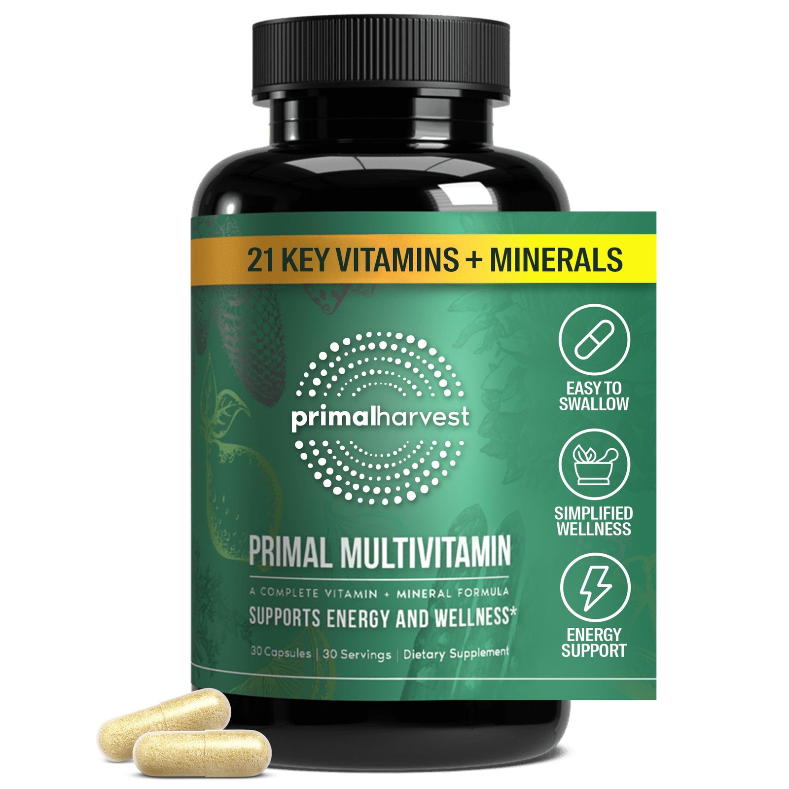 Adult Multivitamin Capsule 21 Vitamins Minerals Energy Wellness Support