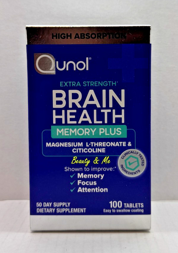 Qunol Extra Strength BRAIN HEALTH Memory Plus 100 Tablets