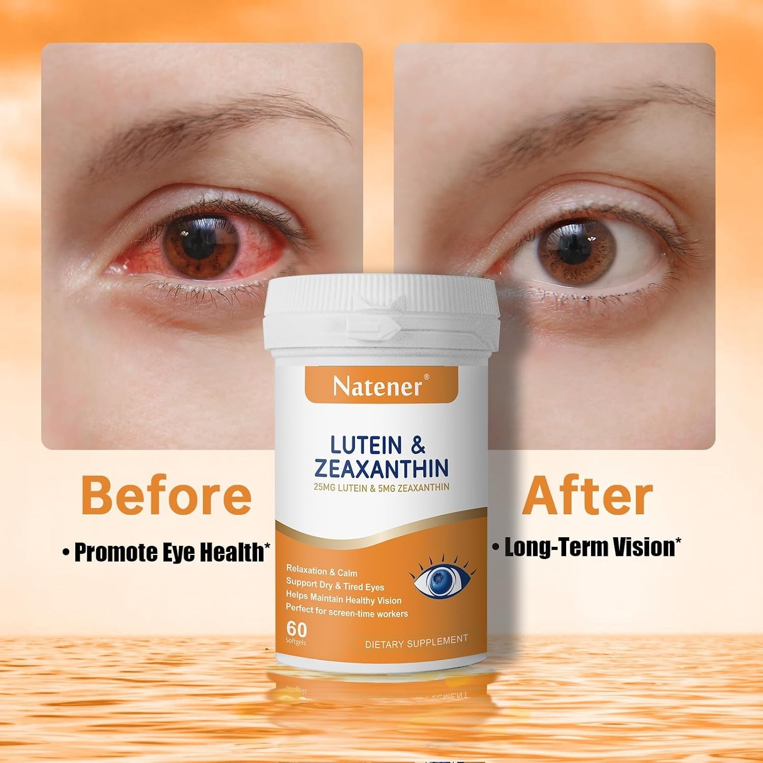 Natener 14 in 1 Eye Vitamins Lutein Zeaxanthin Astaxanthin Omega 3 Support