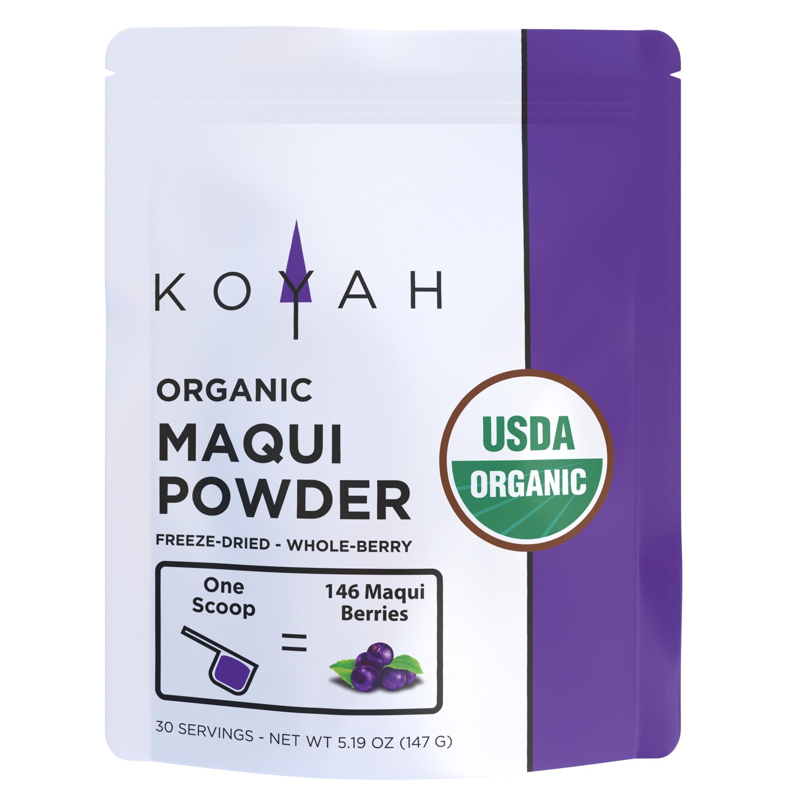 KOYAH – Organic Maqui Berry Powder 30 Servings 1 Scoop = 146 Berries or 1/8 C…