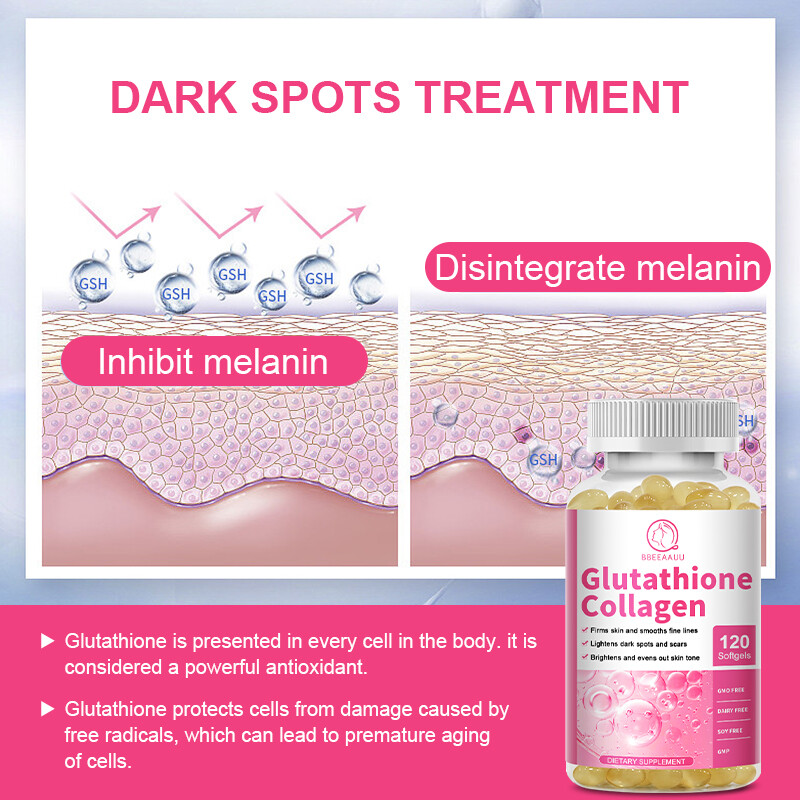 120 Capsules Collagen Glutathione Pills Whitening Skin Bleaching Lightening