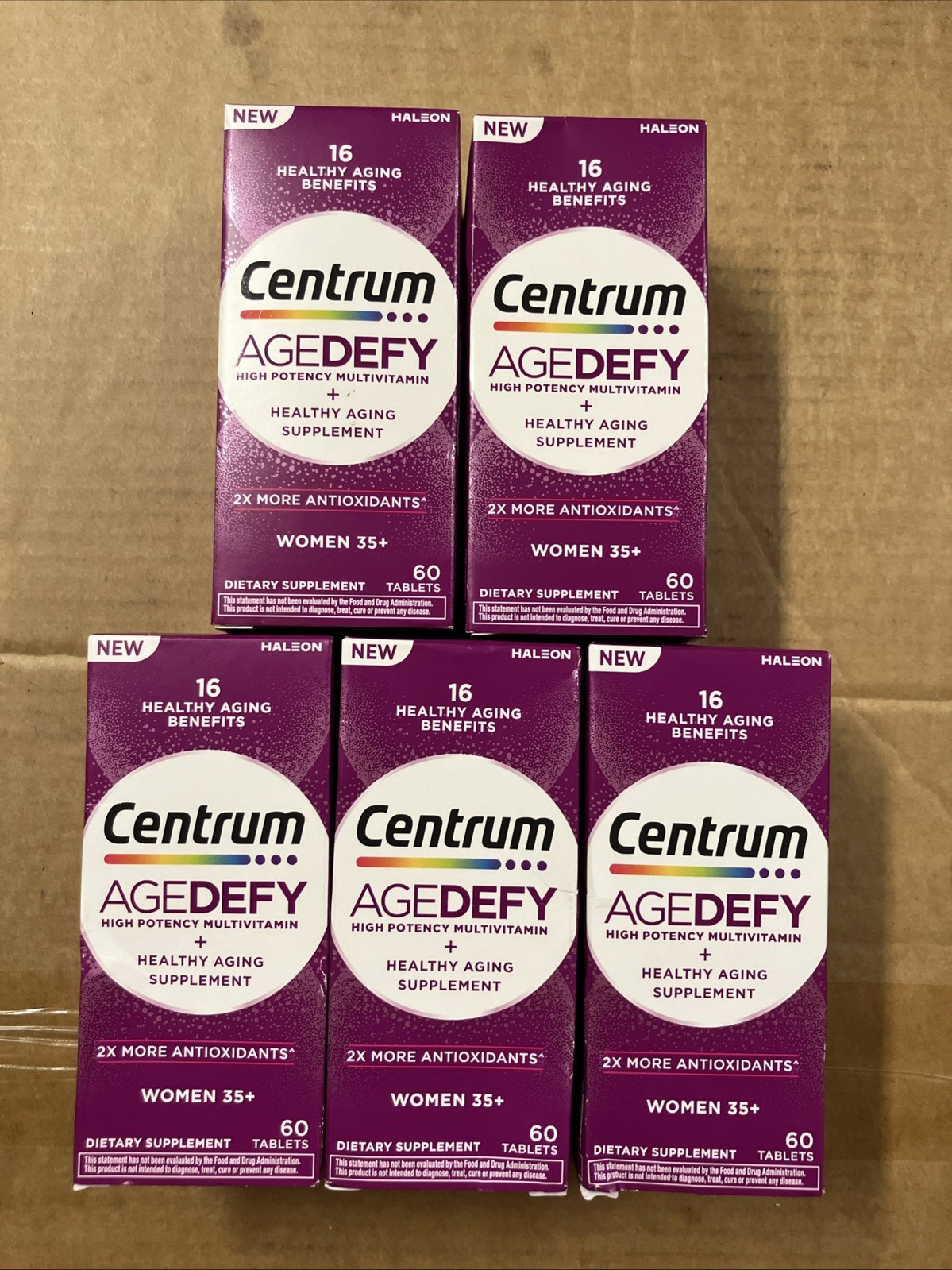Set of 5 Centrum Age Defy Womens High Potency Multivitamin Caplets – 60ct Each