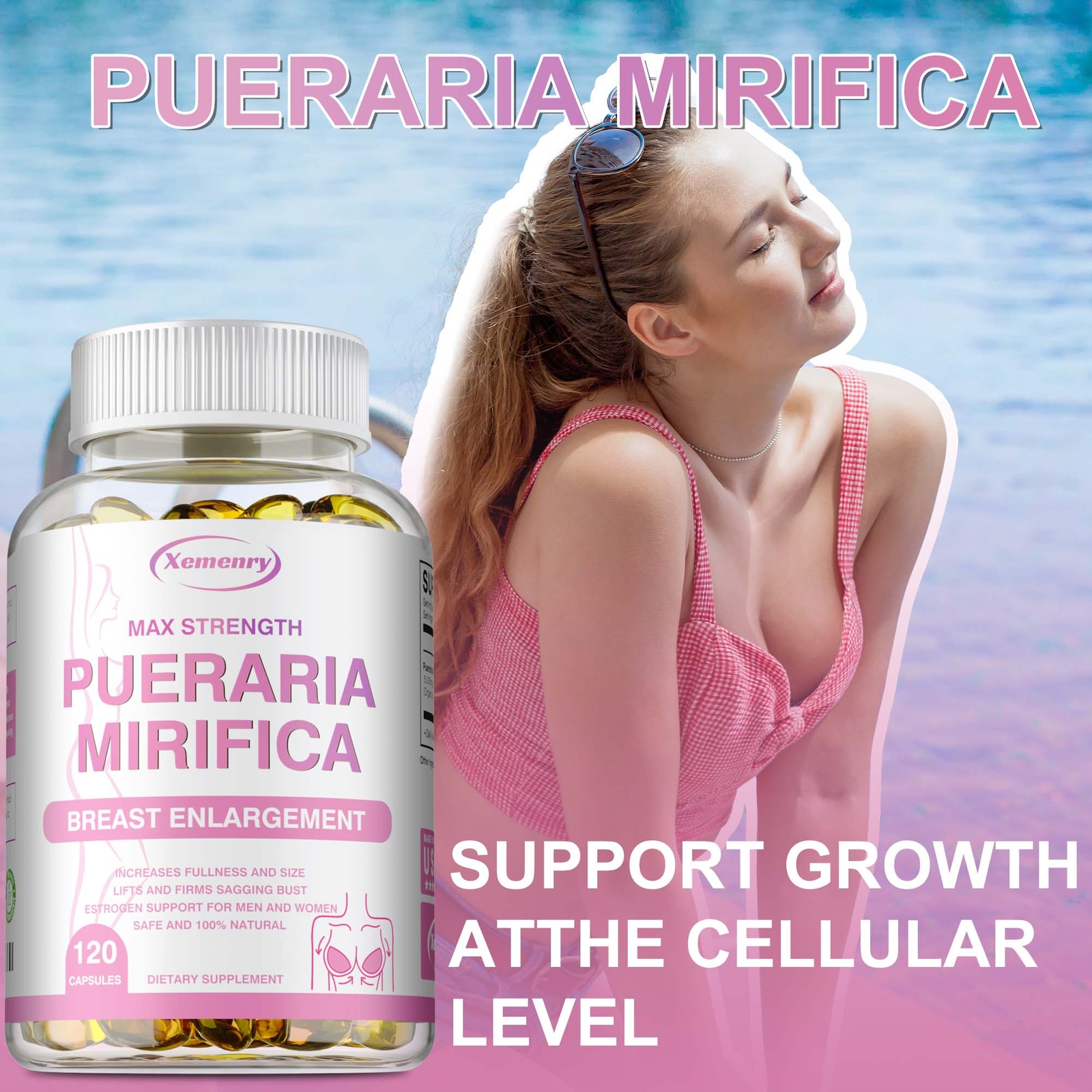 Pueraria Mirifica Capsules 5000mg – Breast Enlargement, Female Estrogen Balance