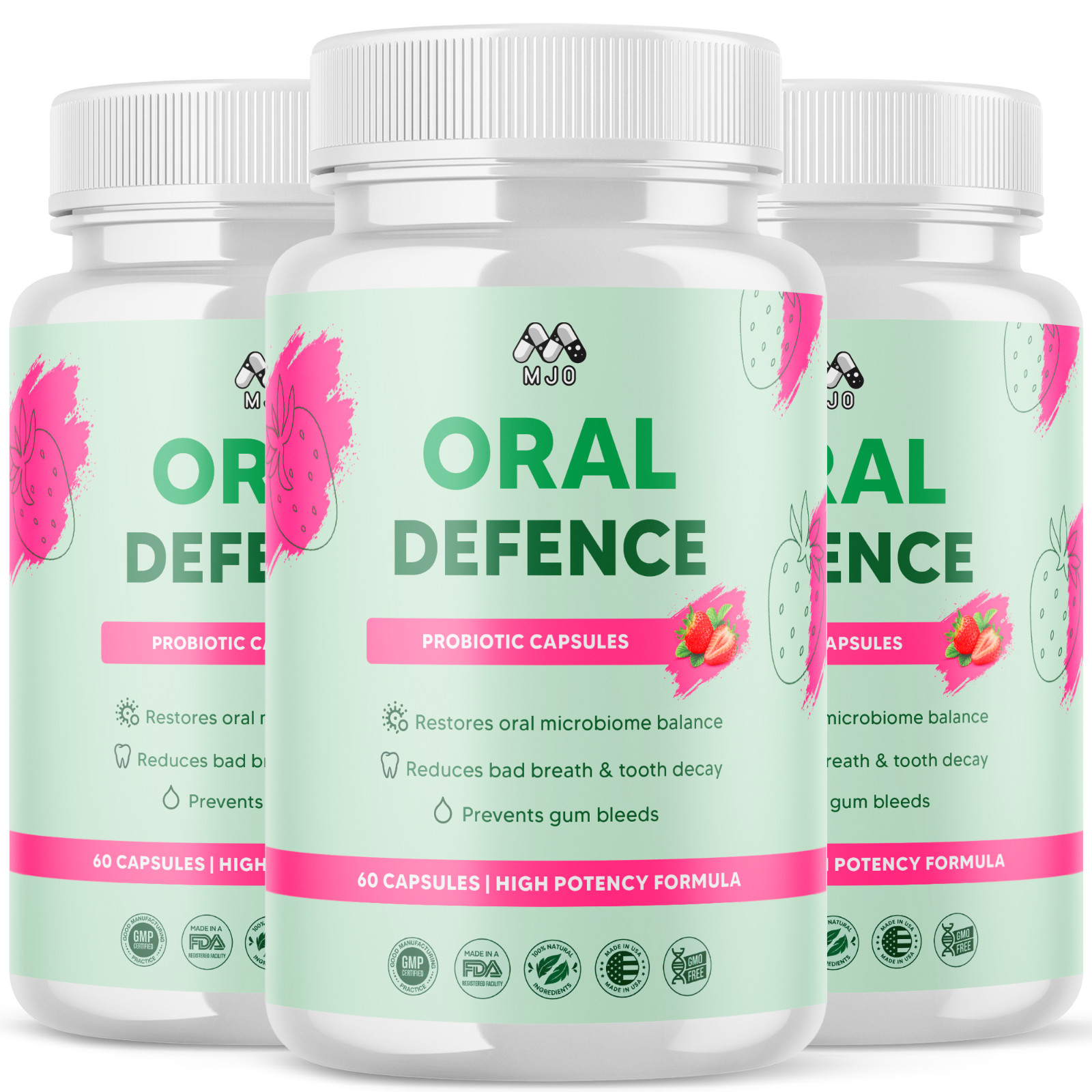 (3 Pack) Oral Defence Probiotic Supplement for Healthy Teeths 180 Capsules