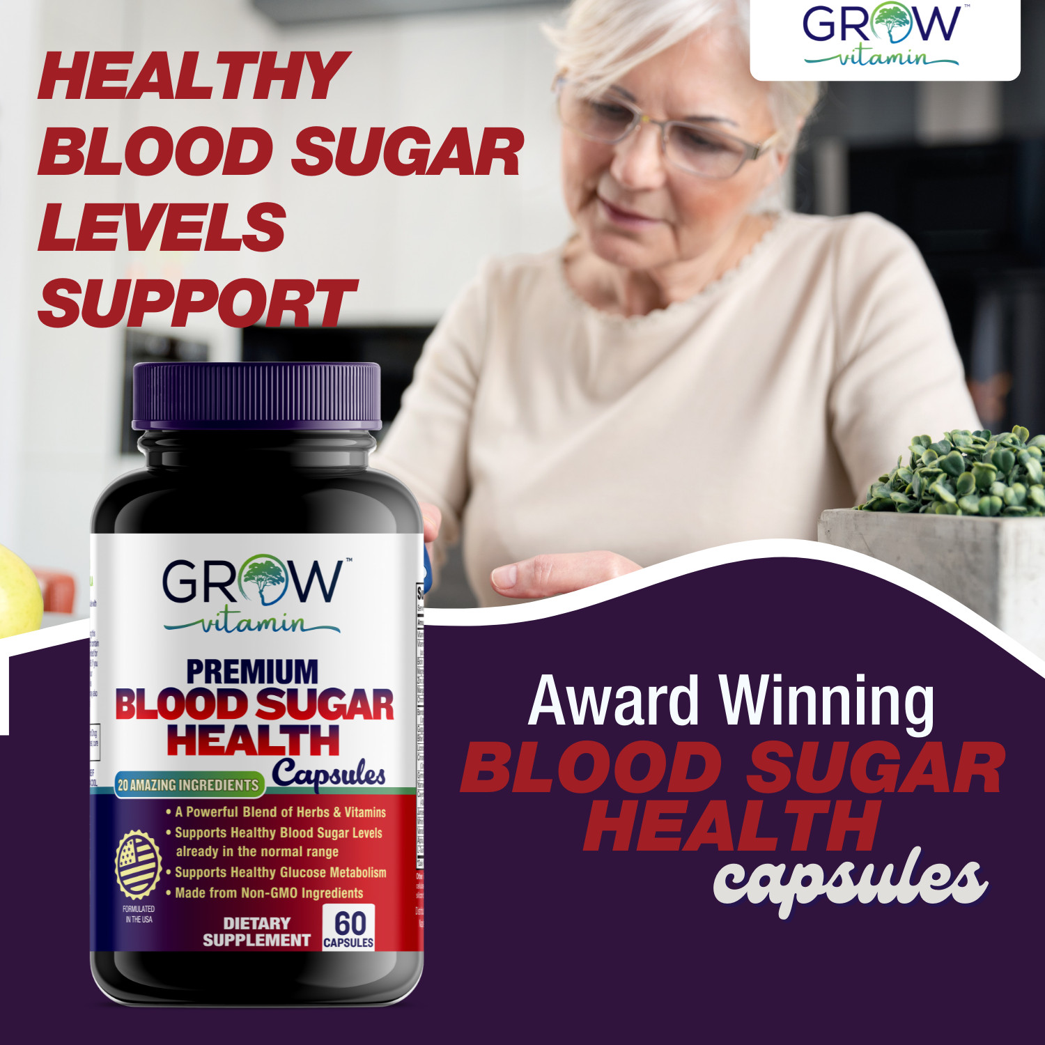 Glucocil Blood Sugar Health Optimizer, healthy blood sugar support, 60 Capsules
