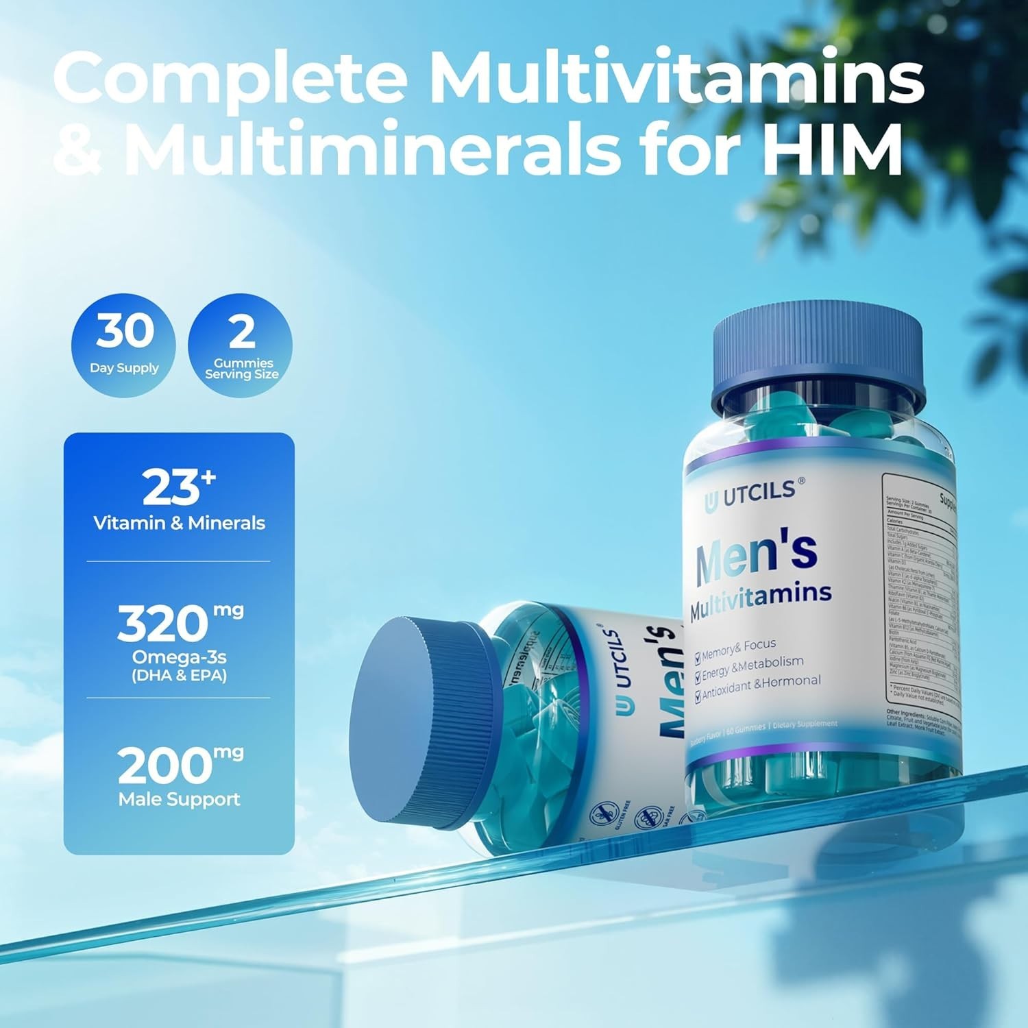 Mens Multivitamin Gummies for Men Daily – Zero Sugar Adult Gummy ..Exp- 092027