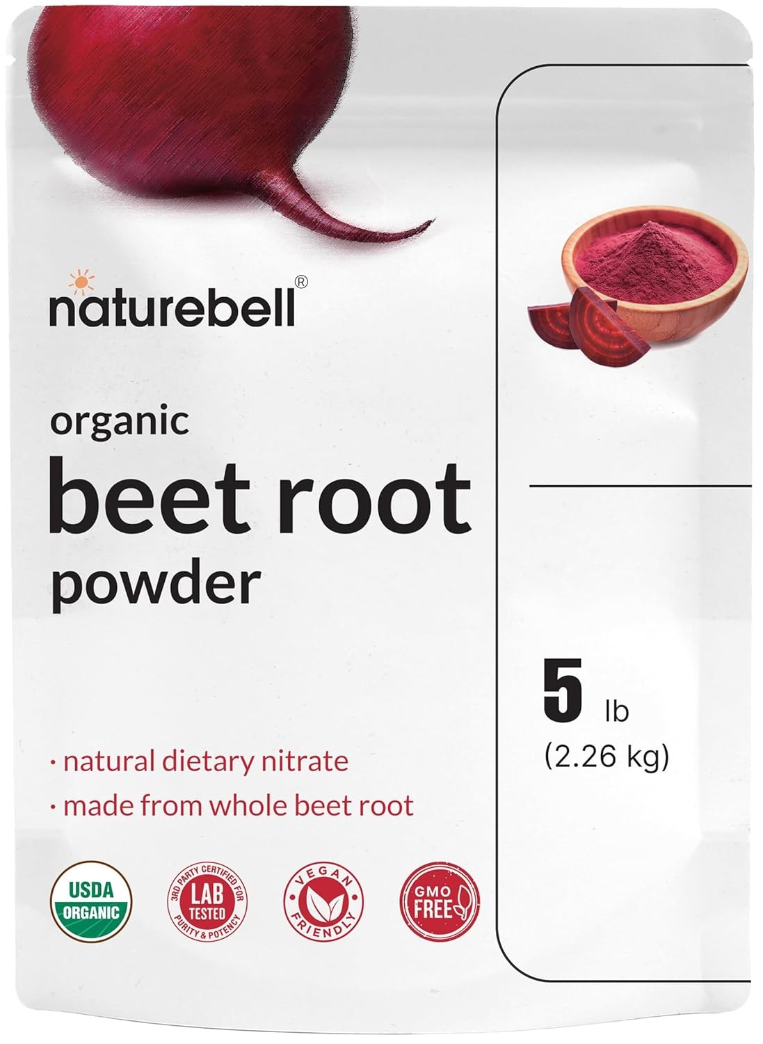 Organic Beet Root Powder 5lbs Concentrate 4000mg Per Serving Bulk Supplement