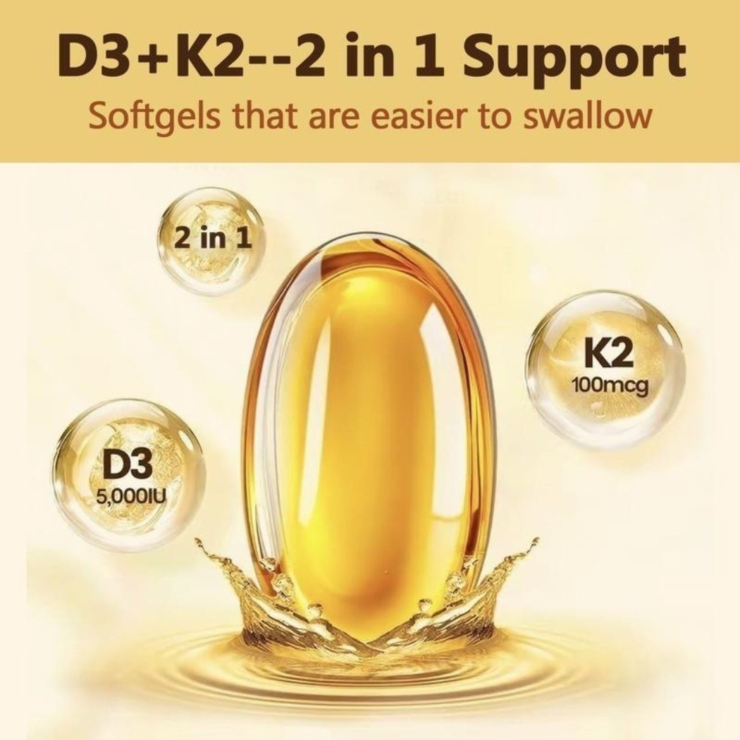NEW Vitamin D3 5000 IU with K2 MK-7 250 Veggie Softgels Dietary Supplement