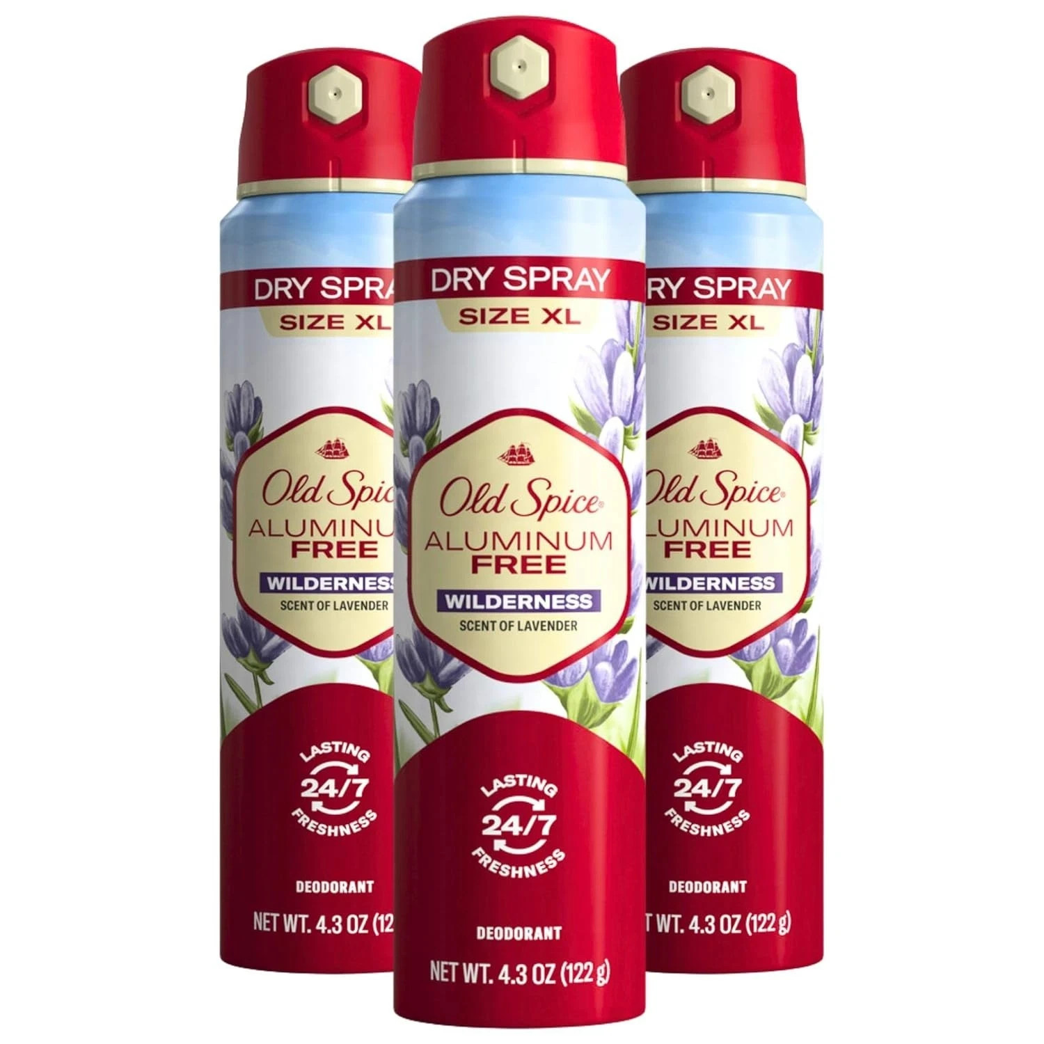 Old Spice Aluminum Free Dry Spray Men’s Deodorant, 24/7 Odor Protection, (3 PAC
