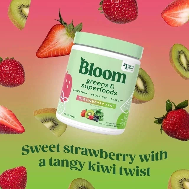 2 PACK Bloom Nutrition Greens & Superfoods Powder 10.24 Oz Strawberry Kiwi 09/26