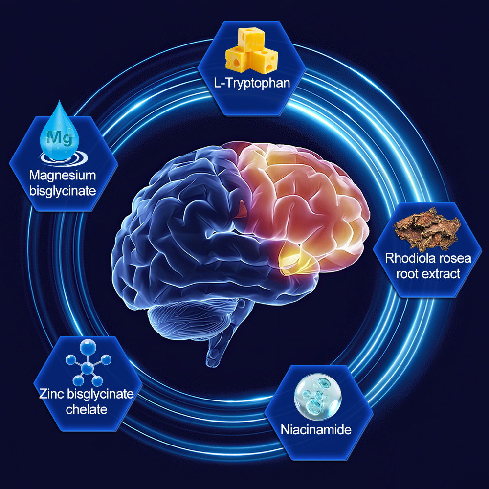 Serotonin Brain Food 1250mg L-Tryptophan Mood Support Stress Relief Supplement