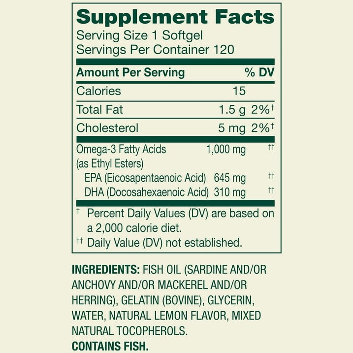 Spring Valley Proactive Omega-3 Fish Oil Softgels, Heart & Brain Health, 1000mg