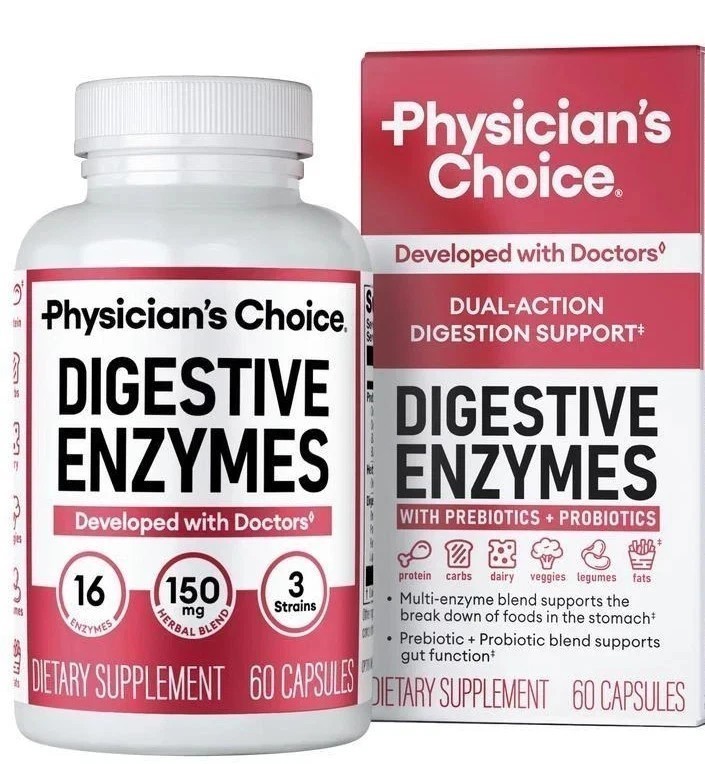 Physician’s CHOICE Digestive Enzymes – Multi Enzymes, Organic Prebiotics – 60 CT