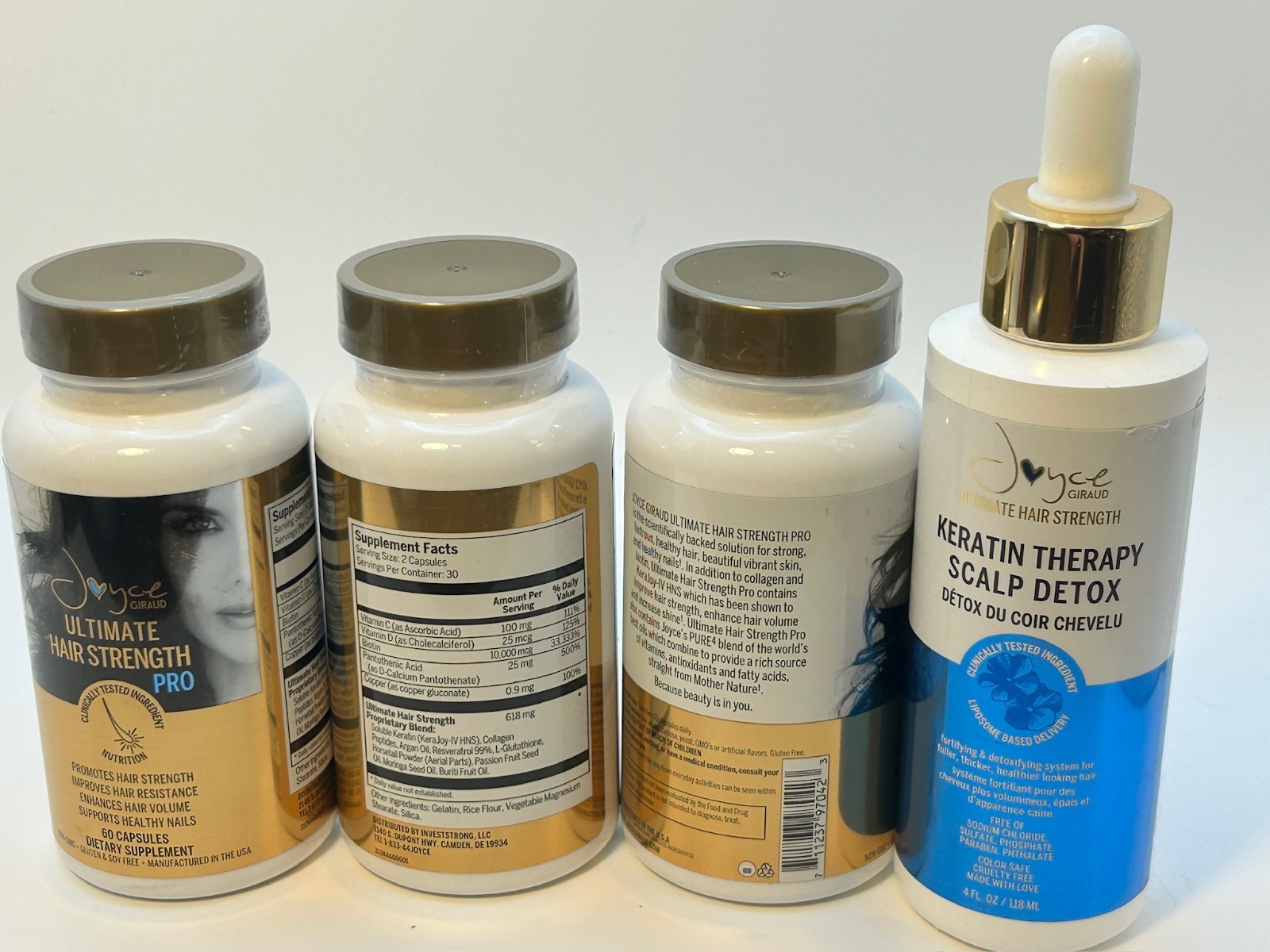 Joyce Giraud Ultimate Hair Strength Pro 90-Day Supply 180 caps+ Scalp Detox 4 oz