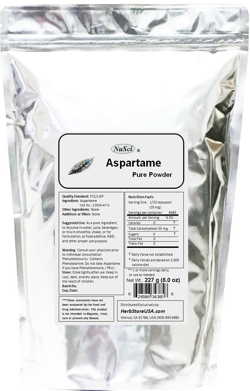 NuSci 100% pure Aspartame Powder 500g (1.1lb, 17.6oz) Low Calorie Sweetener