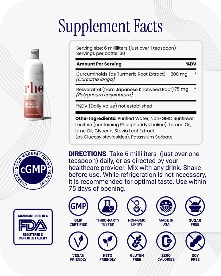 Liposomal Curcumin + Resveratrol (1 Pack) – Ultra High Absorption Liquid C