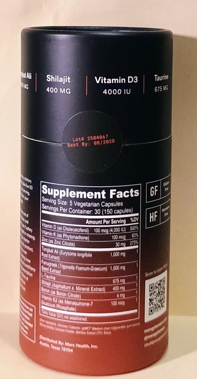 MARS MEN Testosterone Booster Men Natural Supplement Premium BB 08/2028 NEW
