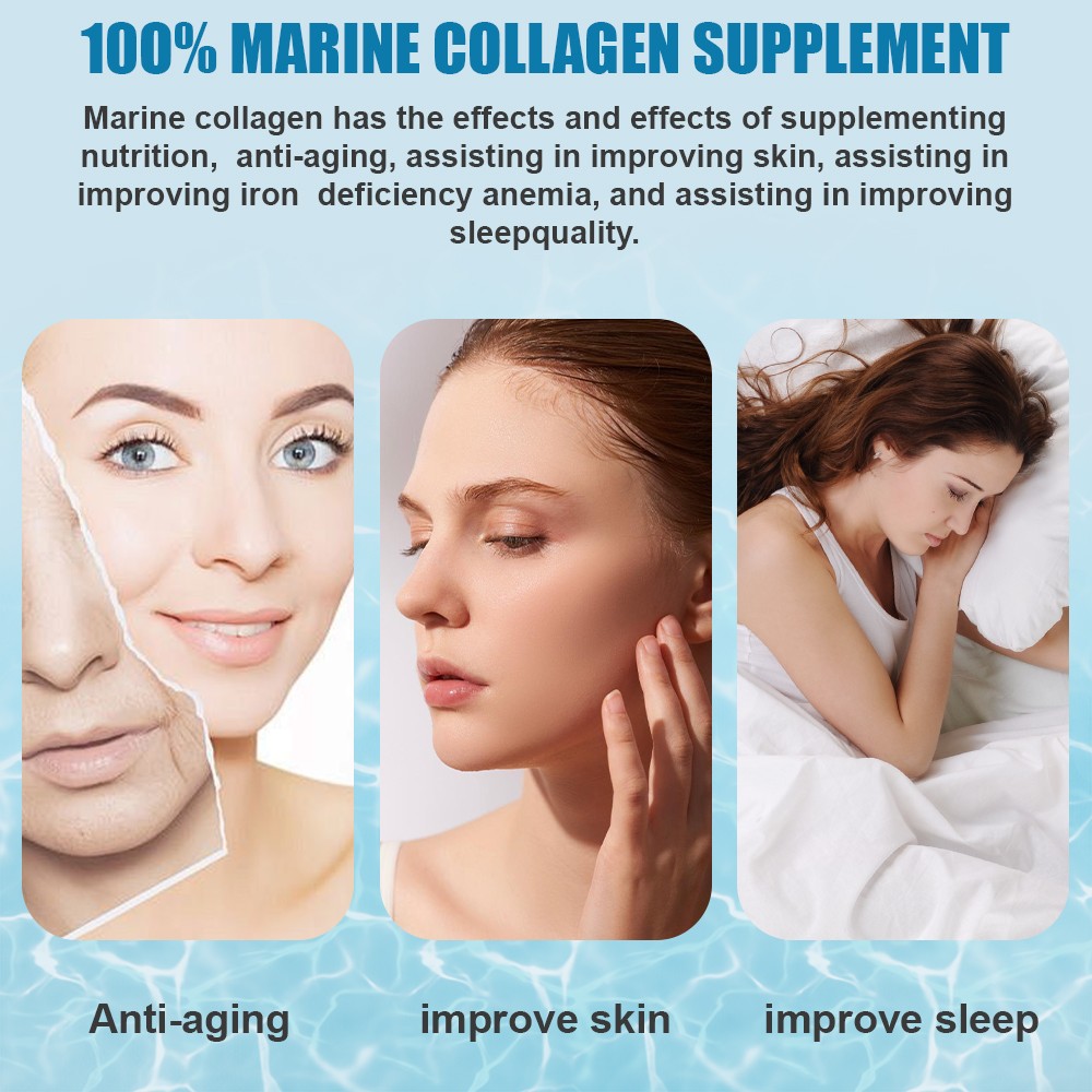 Hydrolyzed Marine Collagen 1300mg Type 120 Capsules Skin Hair Supplement