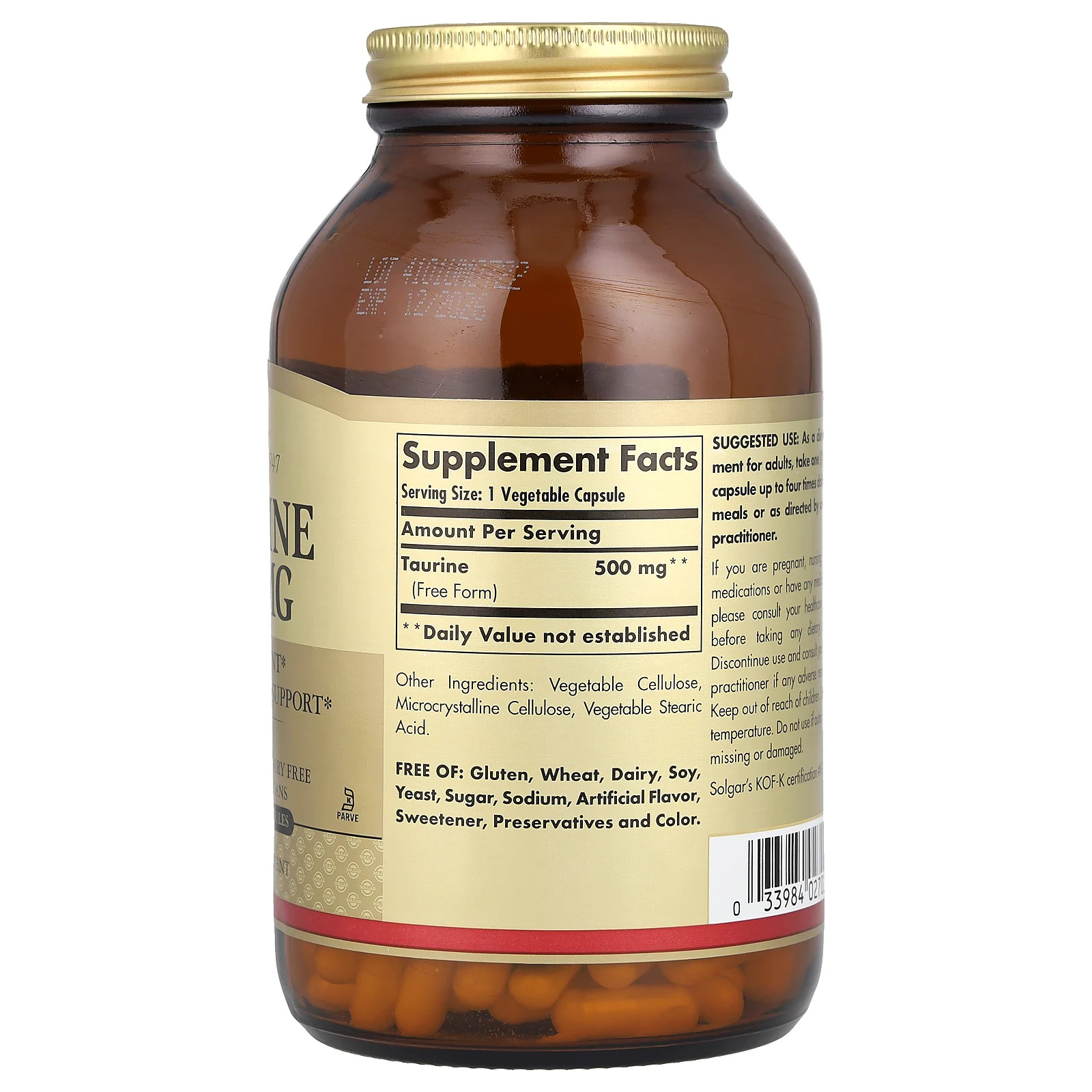 Taurine, 500 mg, 250 Vegetable Capsules