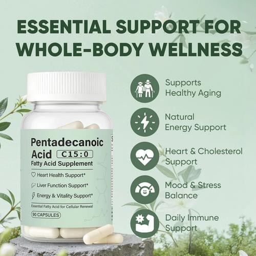 2x Pentadecanoic Acid Capsules, C15:0 Fatty Acid Supplement – Pure Plant-Based