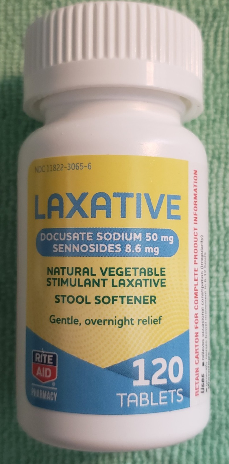 Rite Aid – Laxative Stool Softener 120 Tablets Gentle Overnight Relief 2/2027