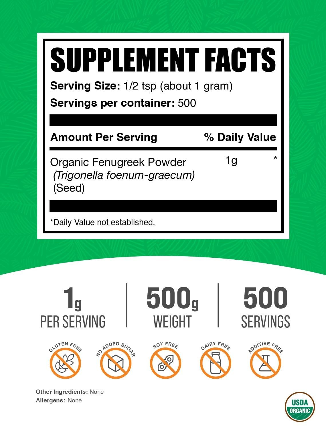 BulkSupplements.com Organic Fenugreek Powder – from 17.6 Ounce (Pack of 1)