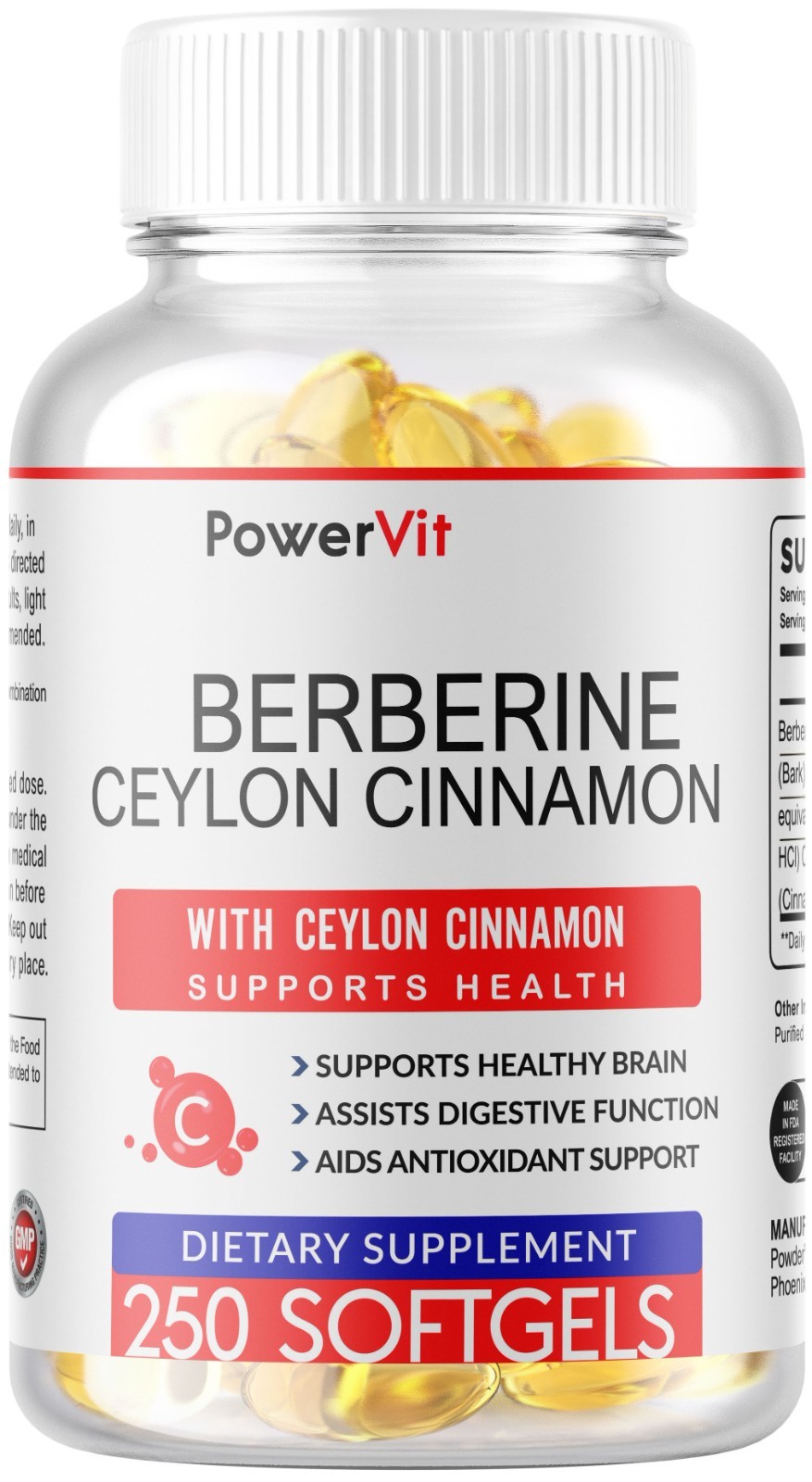 250 Softgels Berberine with Ceylon Cinnamon 5000mg 250 Servings