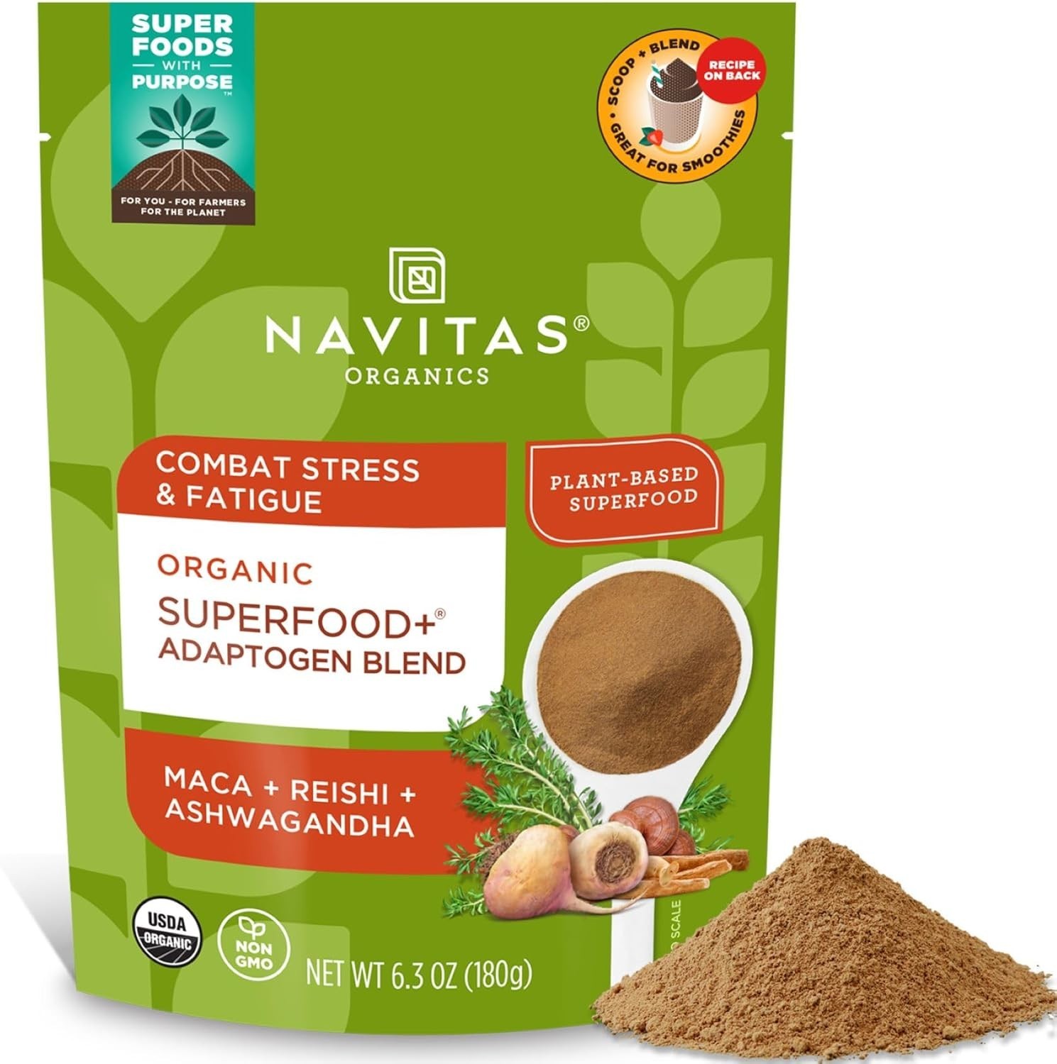 6.3oz Organic Superfood Adaptogen Blend for Stress Relief – & Gluten-Free